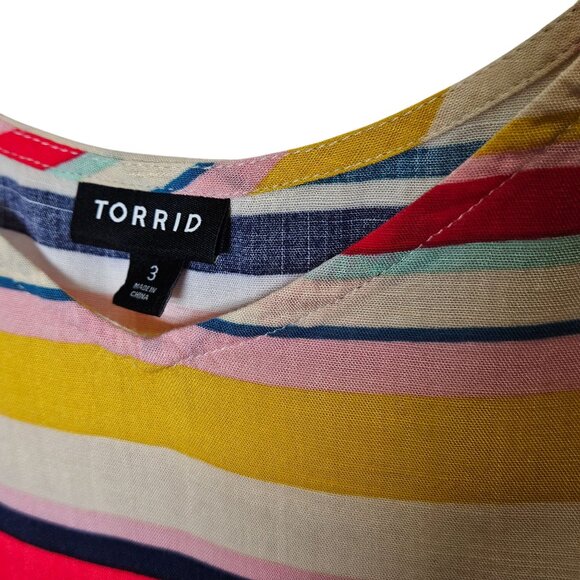 Torrid Womens Multicolor Striped Sleeveless Spaghetti Camisole Top Flowy 3 3X - Picture 3 of 8